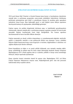 STRATEJİ GELİŞTİRME BAŞKANLIĞI 2013Yılı Birim Faali