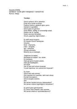 Mansiyon 1 Mustafa ERMİŞ &ldquo;YENİDEN &ldquo;Adlı Şiiri İle