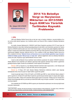 2014 Yılı Belediye Vergi ve Har&ccedil;larının Miktarları ve 2013/5585