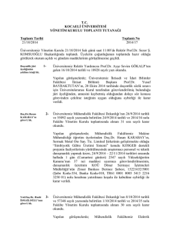 T.C. KOCAELİ &Uuml;NİVERSİTESİ Y&Ouml;NETİM KURULU TOPLANTI