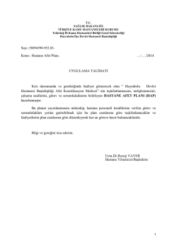 Hastane Afet Planı - hayrabolu devlet hastanesi