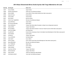 2014 Nisan D&ouml;neminde Birinci Sınıfa Ayrılan Adli Yargı