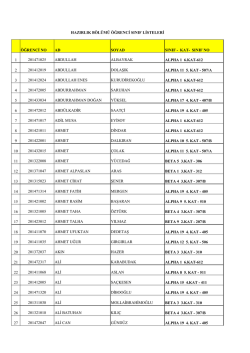 ÖĞRENCİ NO AD SOYAD SINIF - KAT