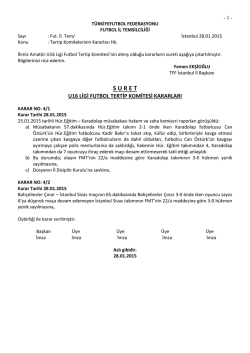 u16 tertip komitesi kararı - T.F.F. İstanbul İl Başkanlığı