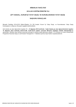 Mimarlık Fak&uuml;ltesi &Ccedil;ap, Kurum İ&ccedil;i Ve Kurum Dışı Yatay Ge&ccedil;iş