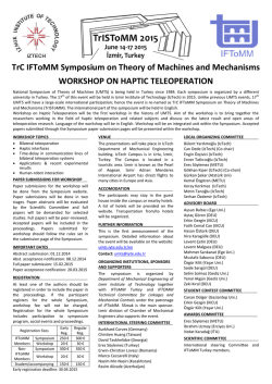 TrC IFToMM Symposium on Theory of Machines and Mechanisms