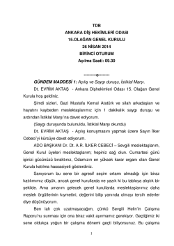 TDB ANKARA DİŞ HEKİMLERİ ODASI 15.OLAĞAN GENEL