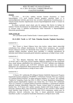 Kasım Faaliyet Raporu - Rize Ticaret ve Sanayi Odası