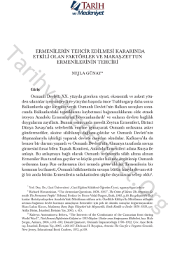 Ermenilerin Tehcir Edilmesi Kararinda Etkili Olan