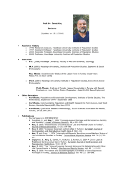 Prof. Dr. İsmet Koç - Nüfus Etütleri