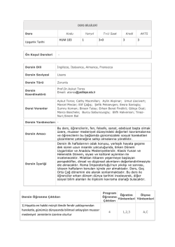 HUM 103 1 3+0 3 3 1) Hayatta en hakiki m&uuml;rşit ilimdir fendir