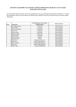 2014-2015 Akademik Yılı Bahar Yarıyılı Programlar Arası Yatay