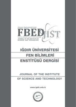 IĞDIR &Uuml;NİVERSİTESİ Fen Bilimleri Enstit&uuml;s&uuml; Dergisi (FBED