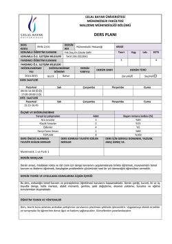 M&uuml;hendislik Mekaniği Ders Planı