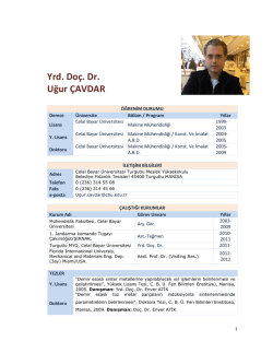 Yrd. Doç. Dr. Uğur ÇAVDAR - Celal Bayar Üniversitesi