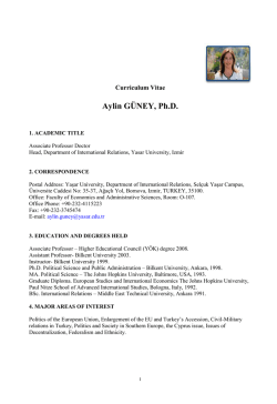 Aylin G&Uuml;NEY, Ph.D. - Uluslararası İlişkiler B&ouml;l&uuml;m&uuml;