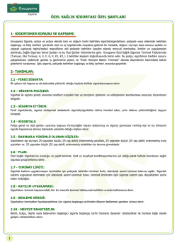 Sağlık Sigortaları &Ouml;zel Şartları