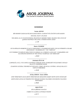 İ&Ccedil;İNDEKİLER Nurdan AKINER BİR MODERN ZAMANLAR SİLAHI