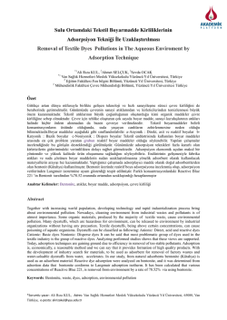 Sulu Ortamdaki Tekstil Boyarmadde Kirliliklerinin