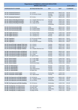 Department of FOREIGN LANGUAGE EDUCATION SPRING 2014