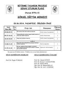 BİTİRME TASARIM PROJESİ SINAV OTURUM PLANI Oturum BTPS