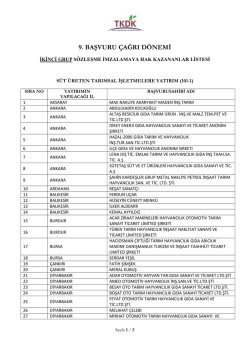 Ipard 9. Başvuru &Ccedil;ağrı D&ouml;nemi S&ouml;zleşme İmzalamaya Hak