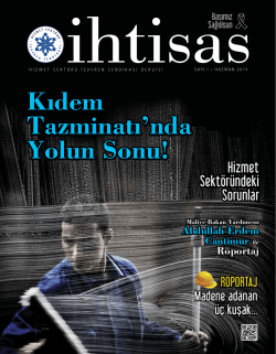 ihtisas Dergisi – Sayı 1 - Hizmet Sektörü İşveren Sendikası