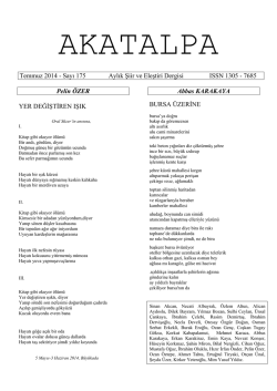 Temmuz 2014 - Sayı 175 Aylık Şiir ve Eleştiri Dergisi