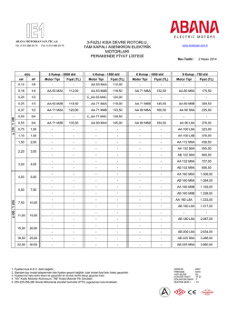 Perakende Fiyat Listesi - Abana Elektrik Motorları
