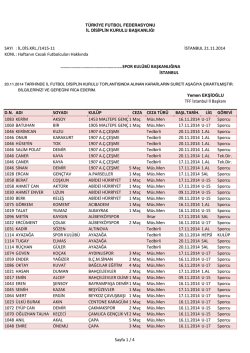 11.hafta cezalılar listesi - T.F.F. İstanbul İl Başkanlığı
