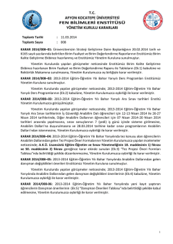 karar 2014/008 - Afyon Kocatepe &Uuml;niversitesi