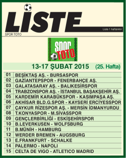 SPORTOTO LİSTE - Spor Toto Teşkilatı