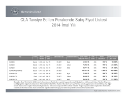 CLA Tavsiye Edilen Perakende Satış Fiyat Listesi - Mercedes-Benz