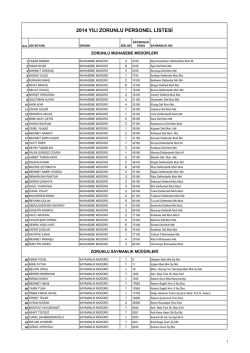 2014 yılı zorunlu personel listesi