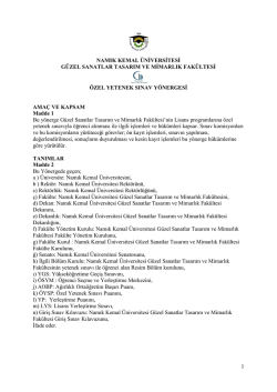 NAMIK KEMAL &Uuml;NİVERSİTESİ G&Uuml;ZEL SANATLAR TASARIM VE