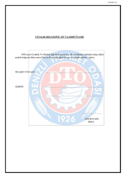USTALIK BELGESİNE AİT TAAHH&Uuml;TNAME 3308 sayılı &Ccedil;ıraklık Ve