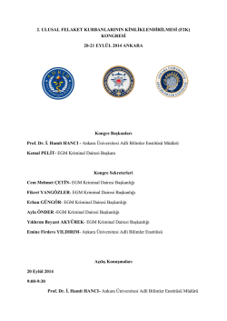 2. ULUSAL FELAKET KURBANLARININ KİMLİKLENDİRİLMESİ (F2K)