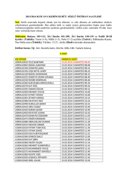 M&uuml;fredat: Bakara 103-112, &Acirc;l-i İmr&acirc;n 101-109, &Acirc;l-i İmr&acirc;n 130-139