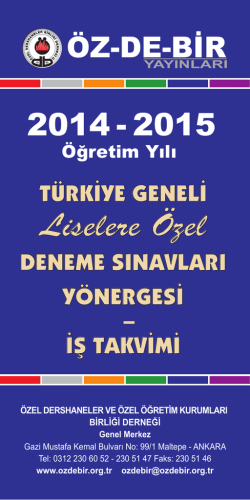 KONU DAĞILIMI Yayın Tanıtım 2014-15 - &Ouml;z-De-Bir