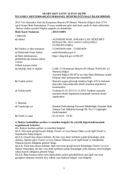 2015 Yılı Akaryakıt Alım İşi İhale İlanı
