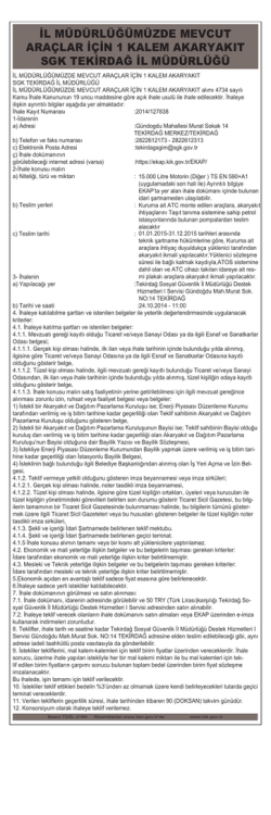 il m&uuml;d&uuml;rl&uuml;ğ&uuml;m&uuml;zde mevcut ara&ccedil;lar i&ccedil;in 1 kalem akaryakıt sgk