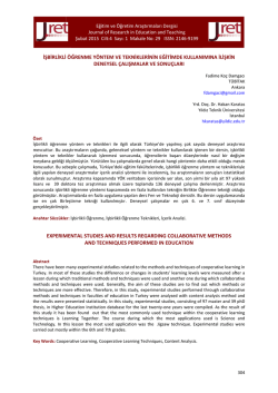 29.Ko&ccedil; Damgacı - Eğitim ve &Ouml;ğretim Araştırmaları Dergisi