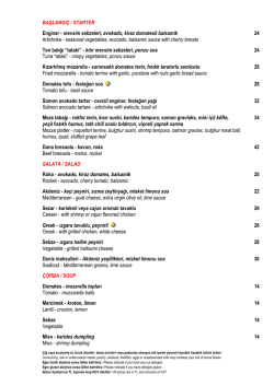 BAŞLANGI&Ccedil; / STARTER Enginar - mevsim sebzeleri, avokado, kiraz