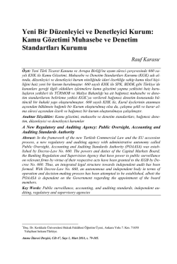 Kamu G&ouml;zetimi Muhasebe ve Denetim Standartları Kurumu