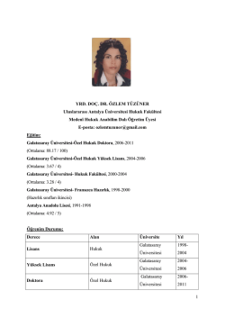 ÖZGEÇMİŞ VE ESERLER LİSTESİ - Uluslararası Antalya Üniversitesi