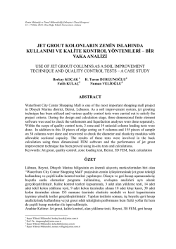 Jet Grout Kolonlarin Zemin Islahinda Kullanimi Ve