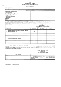 Teklif Mektubu ve Teknik Dosyalar
