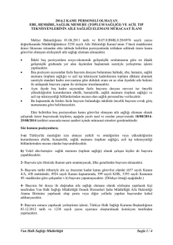 Kamu G&ouml;revlisi Olmayan Ebe, Hemşire, Sağlık