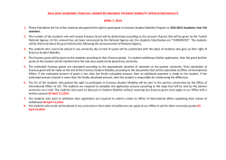 2014-2015 academıc year fall semester erasmus student mobılıty