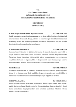 Sosyal Hizmet Ders İ&ccedil;erikleri - Sağlık Bilimleri Fak&uuml;ltesi